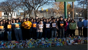Neighborhood group with results of a food collection drive